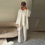 V-Neck Jacquard Top & Trousers Set Zuri Lou