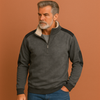 Men’s vintage half zip sweater in gray with classic design, soft and comfortable for casual and stylish outfits.