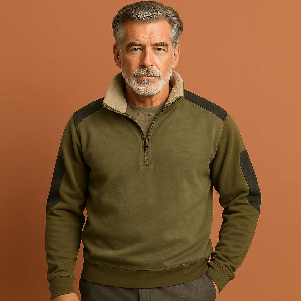 Men’s vintage half zip sweater in green with classic design, soft and comfortable for casual and stylish outfits.